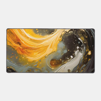 Goldene abstrakte Marmorwellen Modern Schreibtischunterlage