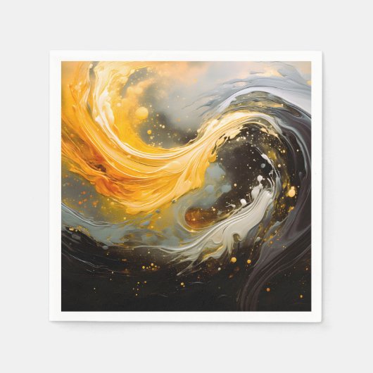 Goldene abstrakte Marmorwellen Modern Serviette (Vorderseite)