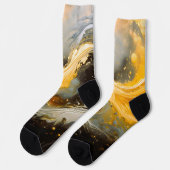 Goldene abstrakte Marmorwellen Modern Socken (Linkes Detail)
