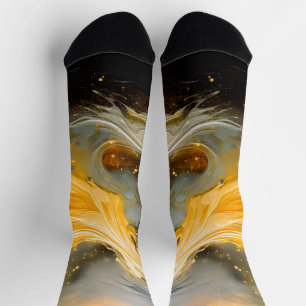 Goldene abstrakte Marmorwellen Modern Socken