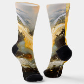 Goldene abstrakte Marmorwellen Modern Socken (Gewinkelt)