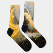 Goldene abstrakte Marmorwellen Modern Socken (Rechts)