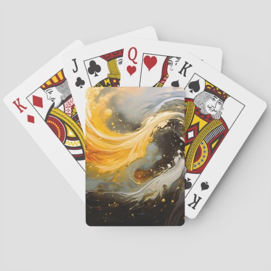Goldene abstrakte Marmorwellen Modern Spielkarten (Rückseite)