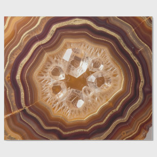 Goldene Achat-Geode Quarzkristall Nahaufnahme Geschenkpapier