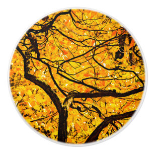 Goldene Adern des Herbstes Keramikknauf