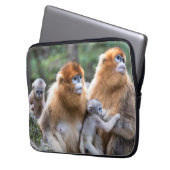 Goldene Affenfamilie Laptopschutzhülle (Vorderseite Links)