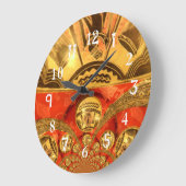 Goldene afrikanische Traditionsfarben Große Wanduhr (Winkel)