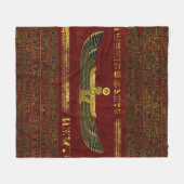 Goldene ägyptische Gott-Verzierung auf rotem Leder Fleecedecke (Vorderseite (Horizontal))