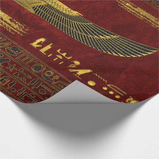 Goldene ägyptische Gott-Verzierung auf rotem Leder Geschenkpapier (Ecke)