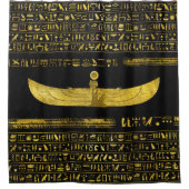 Goldene ägyptische Gott-Verzierung auf schwarzem Duschvorhang (Vorderseite)