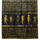 Goldene ägyptische Götter und Hieroglyphen auf Duschvorhang (Vorderseite)