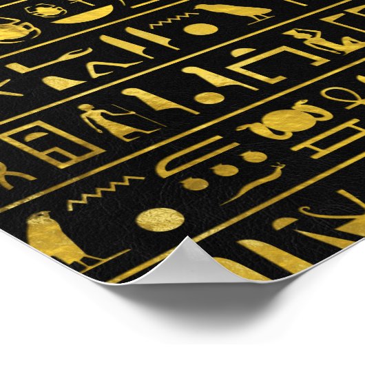 Goldene ägyptische Götter und Hieroglyphen auf Led Poster (Ecke)