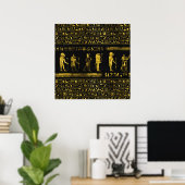 Goldene ägyptische Götter und Hieroglyphen auf Led Poster (Heimbüro)