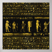 Goldene ägyptische Götter und Hieroglyphen auf Led Poster (Vorne)