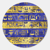 Goldene ägyptische Hieroglyphen Runder Aufkleber (Vorderseite)
