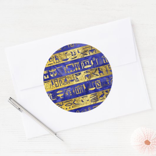 Goldene ägyptische Hieroglyphen Runder Aufkleber (Umschlag)