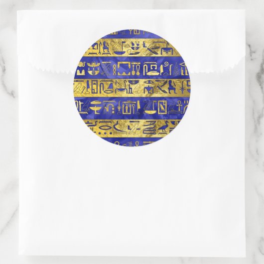 Goldene ägyptische Hieroglyphen Runder Aufkleber (Tasche)