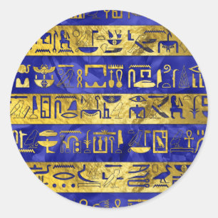Goldene ägyptische Hieroglyphen Runder Aufkleber