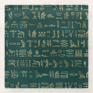 Goldene ägyptische Hieroglyphen Typografie Ägypten Glasuntersetzer