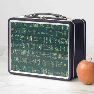 Goldene ägyptische Hieroglyphen-Typografie Ägypten Metall Brotdose