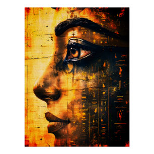 Goldene ägyptische Pharaonen-Wandkunst – Alte Gesc Poster