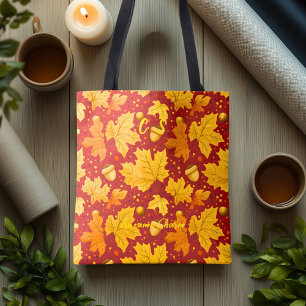 Goldene Ahornblätter fallen Tote Bag mit Eichel Tasche