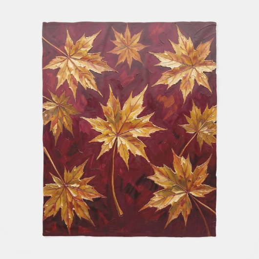 Goldene Ahornblätter Herbstmalerei Fleecedecke (Vorderseite)
