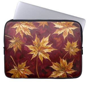 Goldene Ahornblätter Herbstmalerei Laptopschutzhülle