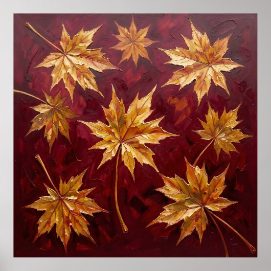 Goldene Ahornblätter Herbstmalerei Poster (Vorne)