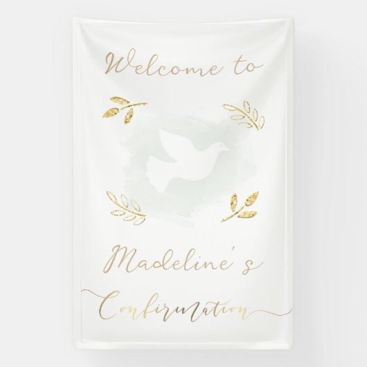 goldene Akzente Konfirmation Willkommen Banner (Vertikal)