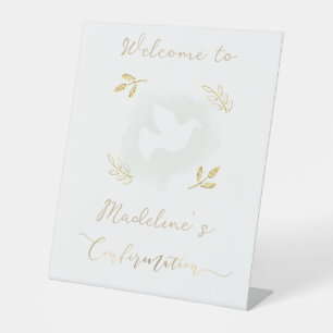 goldene Akzente Konfirmation Willkommen Sockelschild