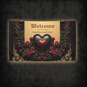 Goldene Akzente, rote Rosen und ein Herz: Banner