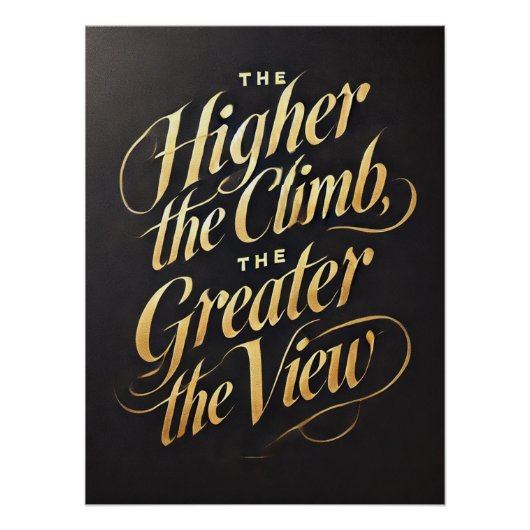 Goldene Ambition - Motivierend Kalligrafie Kunst Poster (Vorderseite)
