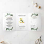 Goldene Ampere und Olivenzweig in einer Hochzeit Dreifach Gefaltete Einladung (Innenseite)