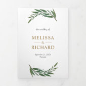 Goldene Ampere und Olivenzweig in einer Hochzeit Dreifach Gefaltete Einladung (Cover)