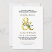 Goldene Ampere und Olivenzweig in einer Hochzeit Einladung (Vorderseite)