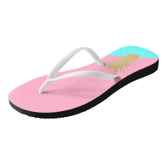 Goldene Ananas-Ananas-Pink-Minze im Sommer Glitzer Badesandalen (Schrägansicht)