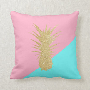 Goldene Ananas-Ananas-Rosa-Minze im Sommer Glitzer Kissen