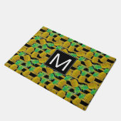 Goldene Ananas auf Monogramm der Streifen-| Fußmatte (Schrägansicht)