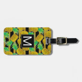 Goldene Ananas auf Monogramm der Streifen-| Gepäckanhänger (Vorderseite horizontal)