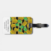 Goldene Ananas auf Monogramm der Streifen-| Gepäckanhänger (Rückseite horizontal)