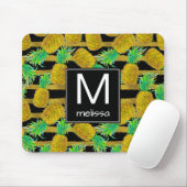 Goldene Ananas auf Monogramm der Streifen-| Mousepad (Mit Mouse)