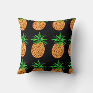 Goldene Ananas auf schwarz Kissen