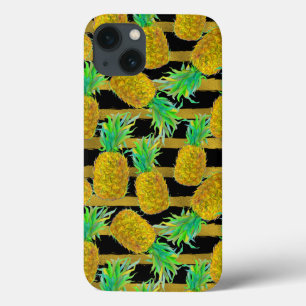 Goldene Ananas auf Streifen iPhone 13 Hülle