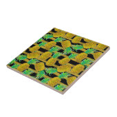 Goldene Ananas auf Streifen Fliese (Seite)