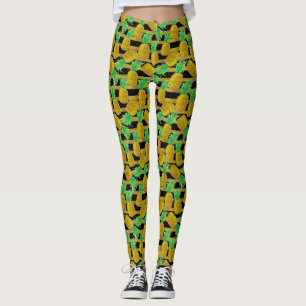 Goldene Ananas auf Streifen Leggings
