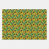 Goldene Ananas auf Streifen | Monogramm Geschenkpapier Set (Vorderseite 2)