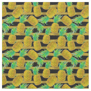 Goldene Ananas auf Streifen Stoff