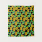 Goldene Ananas auf Streifen Wandteppich (Vorderseite)