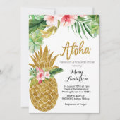 Goldene Ananas Brautdusche Einladung Sukkulent (Vorderseite)